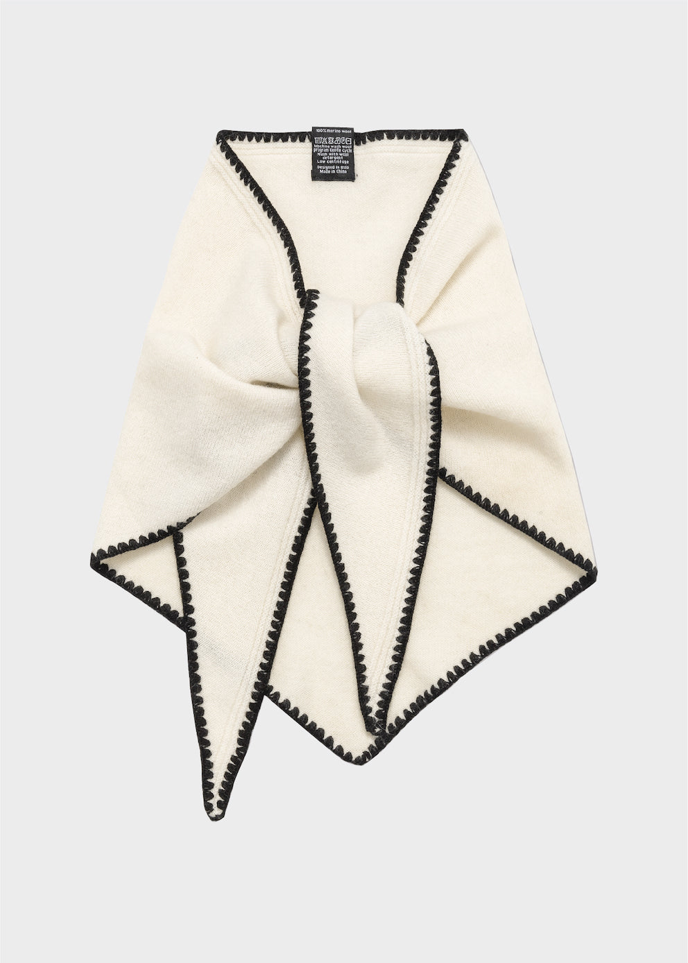 Christian Aks Mina Stitched Merino Scarf Scarfs 9003 Eggshell