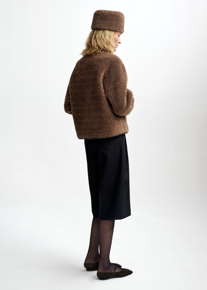 Christian Aks Alessia Lamb Fur hat Hats 8026 Cappucino