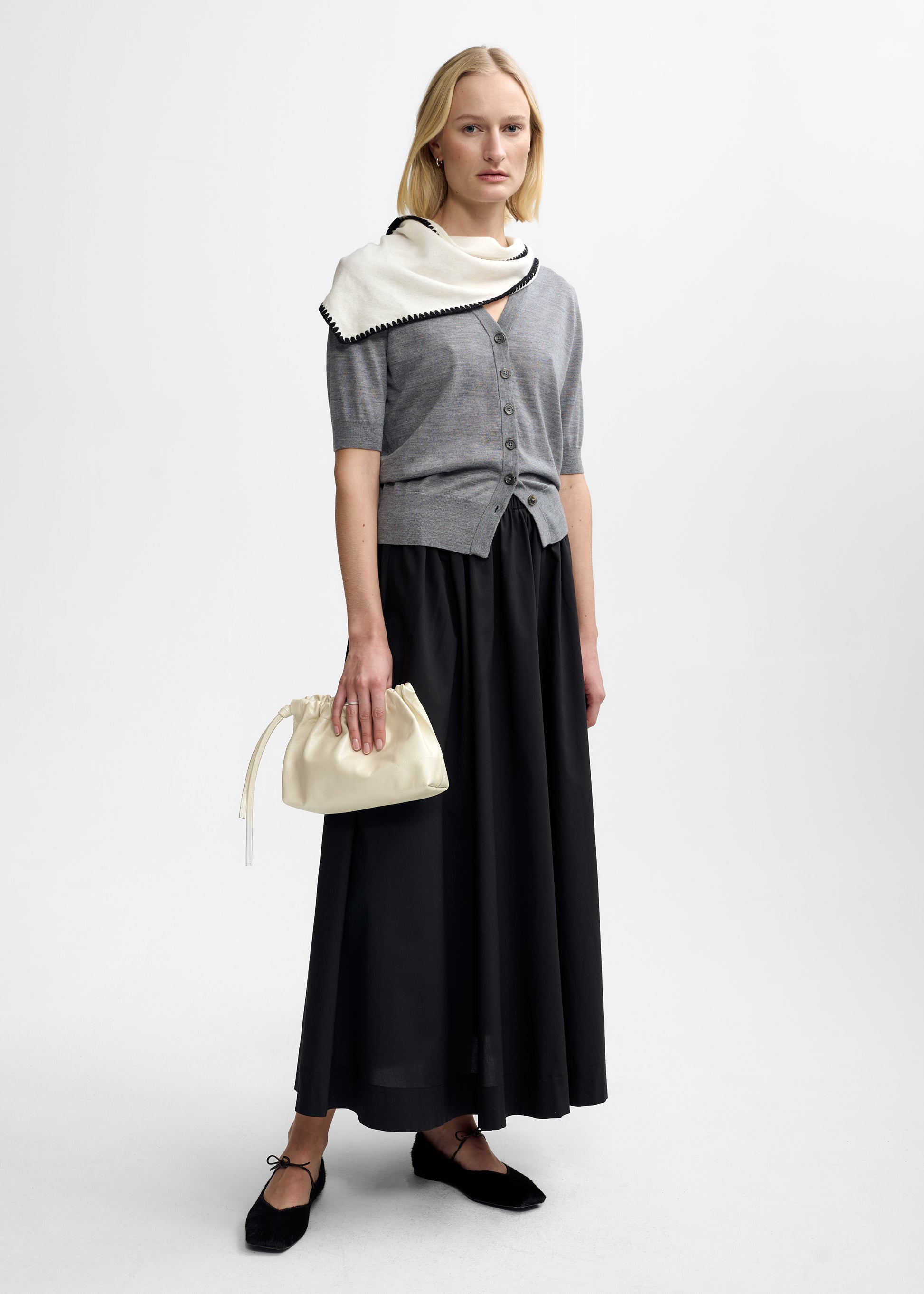 Christian Aks Daisy Merino Cardigan Knitwear 9053 M. Grey Mel