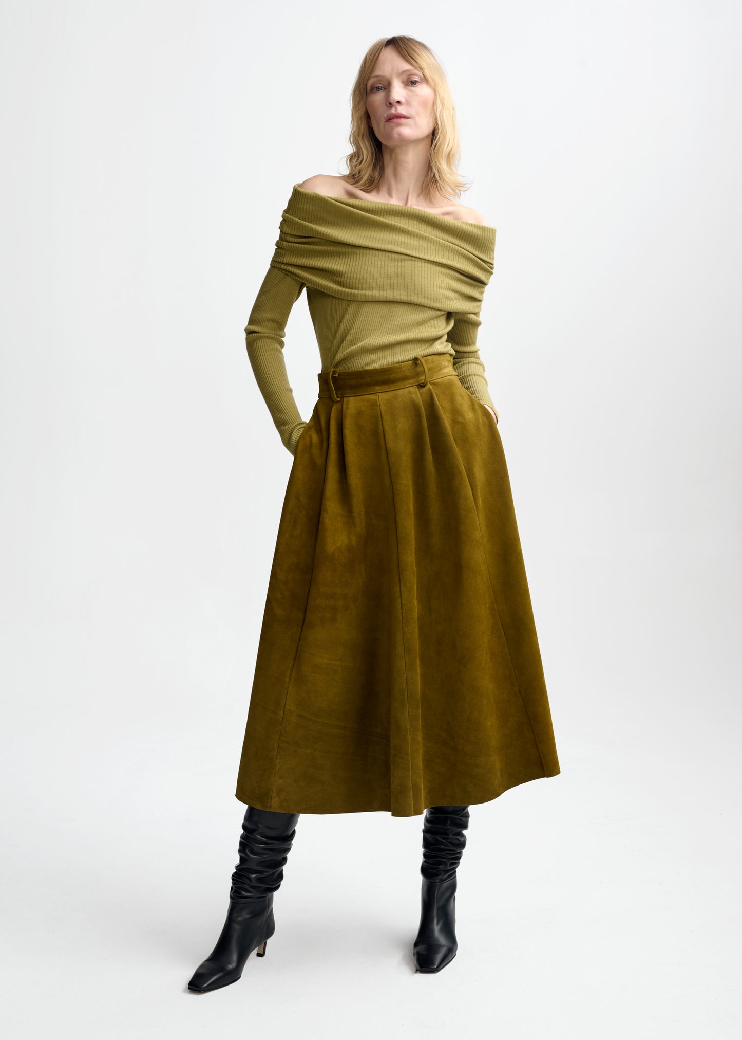 Christian Aks Delphine Merino Top Knitwear 7065 Moss