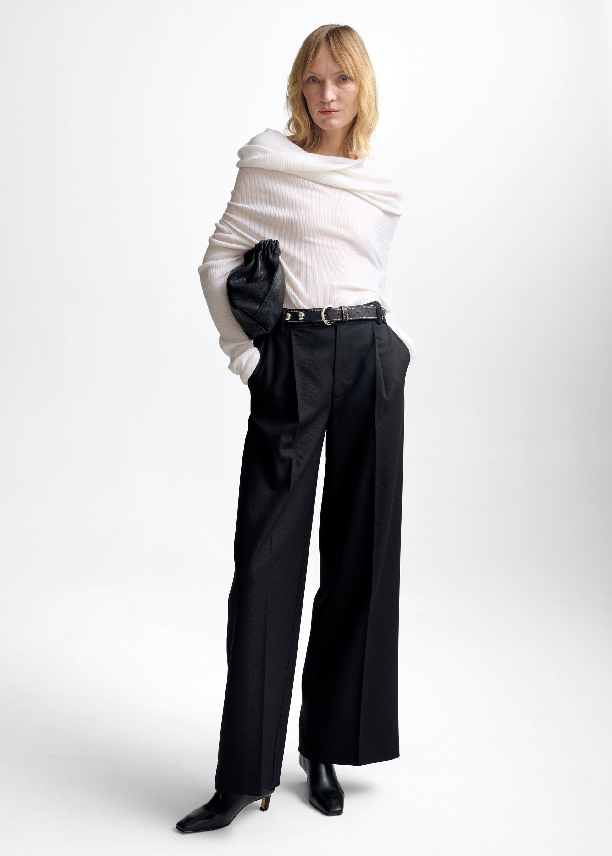 Christian Aks Delphine Merino Top Knitwear 9001 White