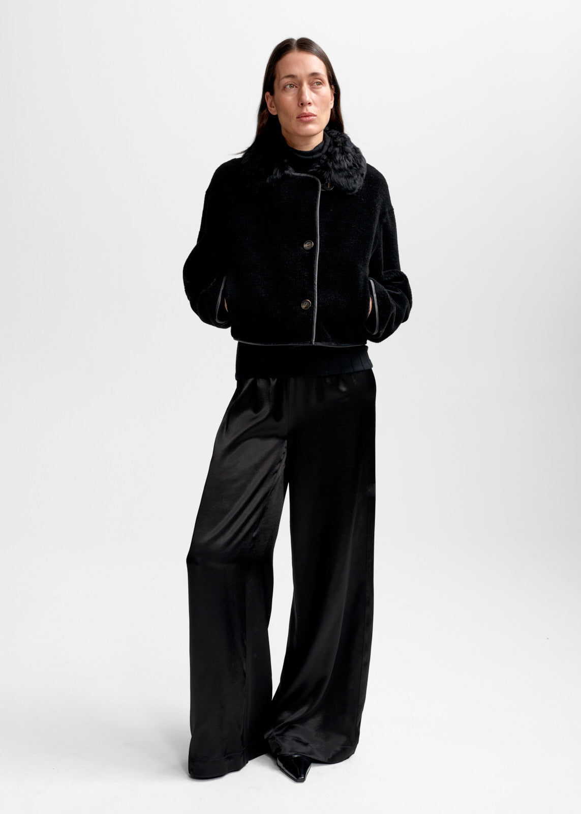 Christian Aks Elda Lamb Fur Jacket Jackets 9090 Black