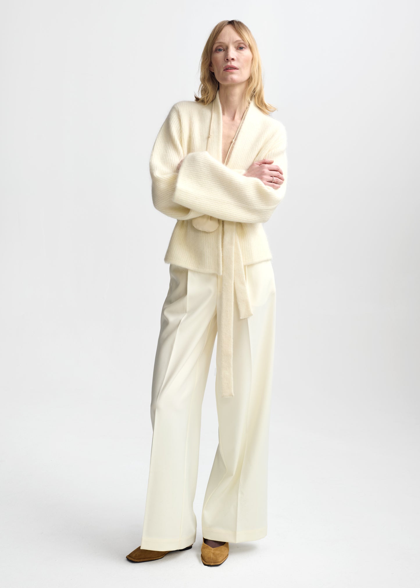 Christian Aks Lila Mohair Cardigan Knitwear 9003 Eggshell