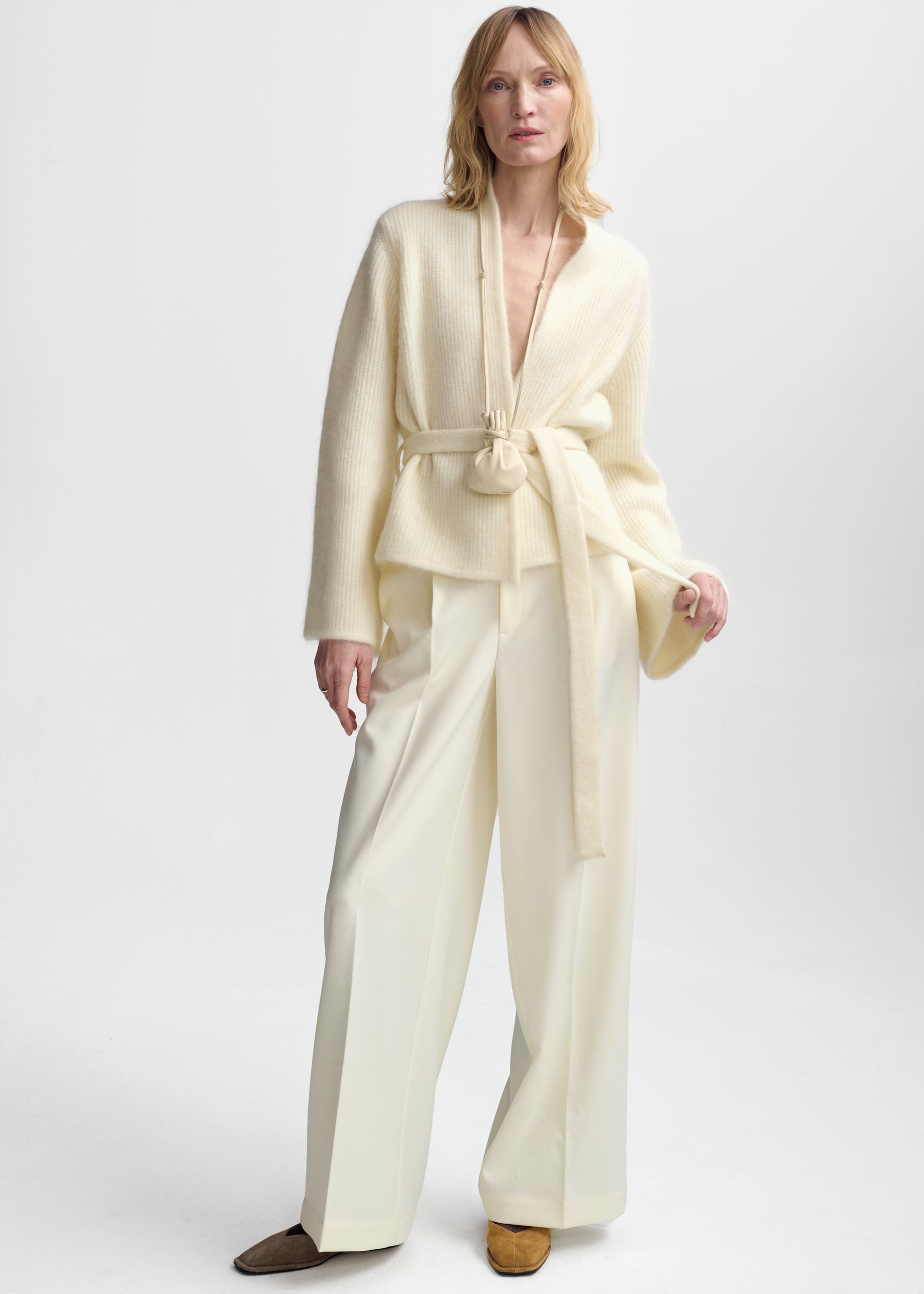 Christian Aks Lila Mohair Cardigan Knitwear 9003 Eggshell