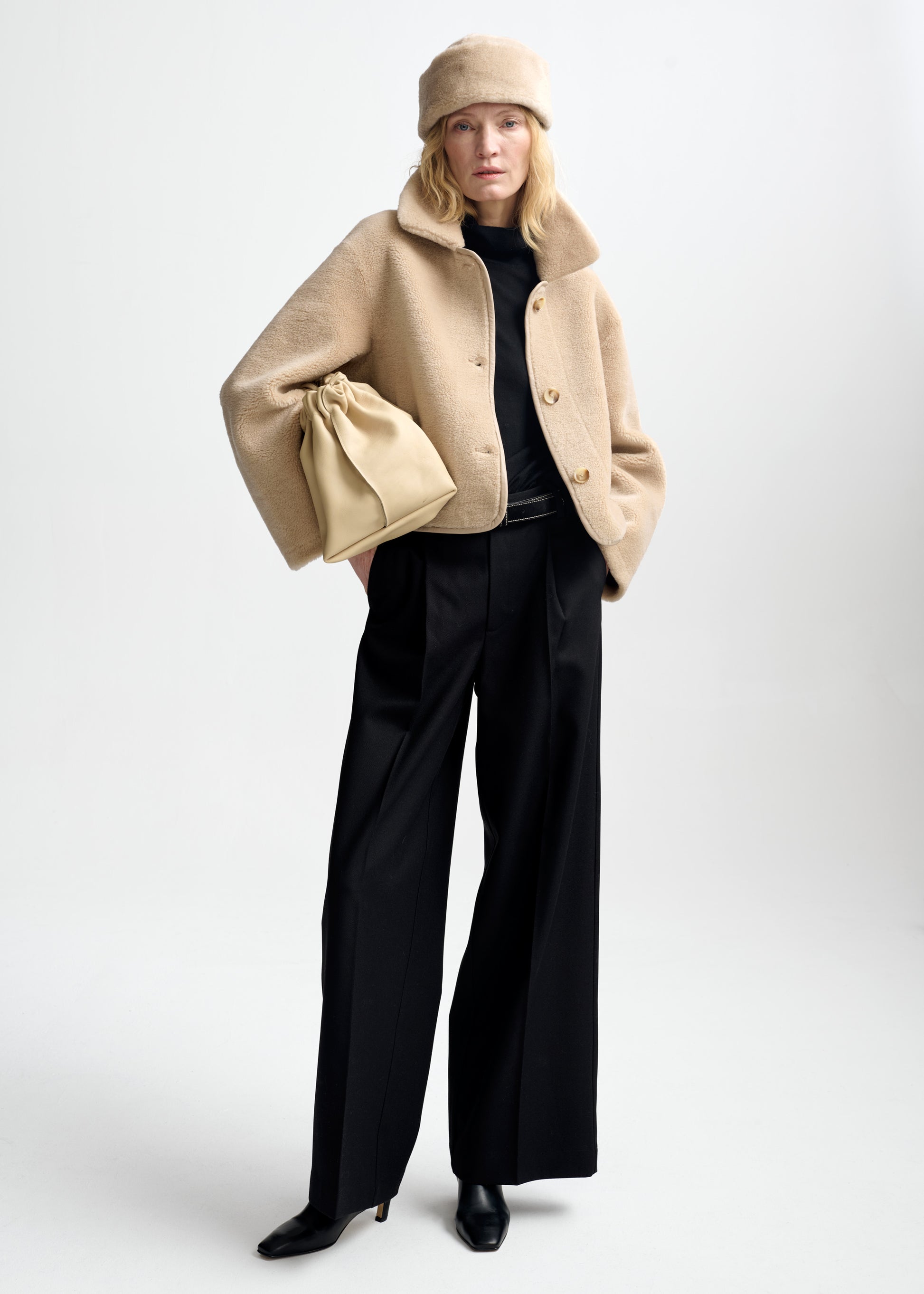 Christian Aks Lula lamb fur jacket Jackets 8017 Beige