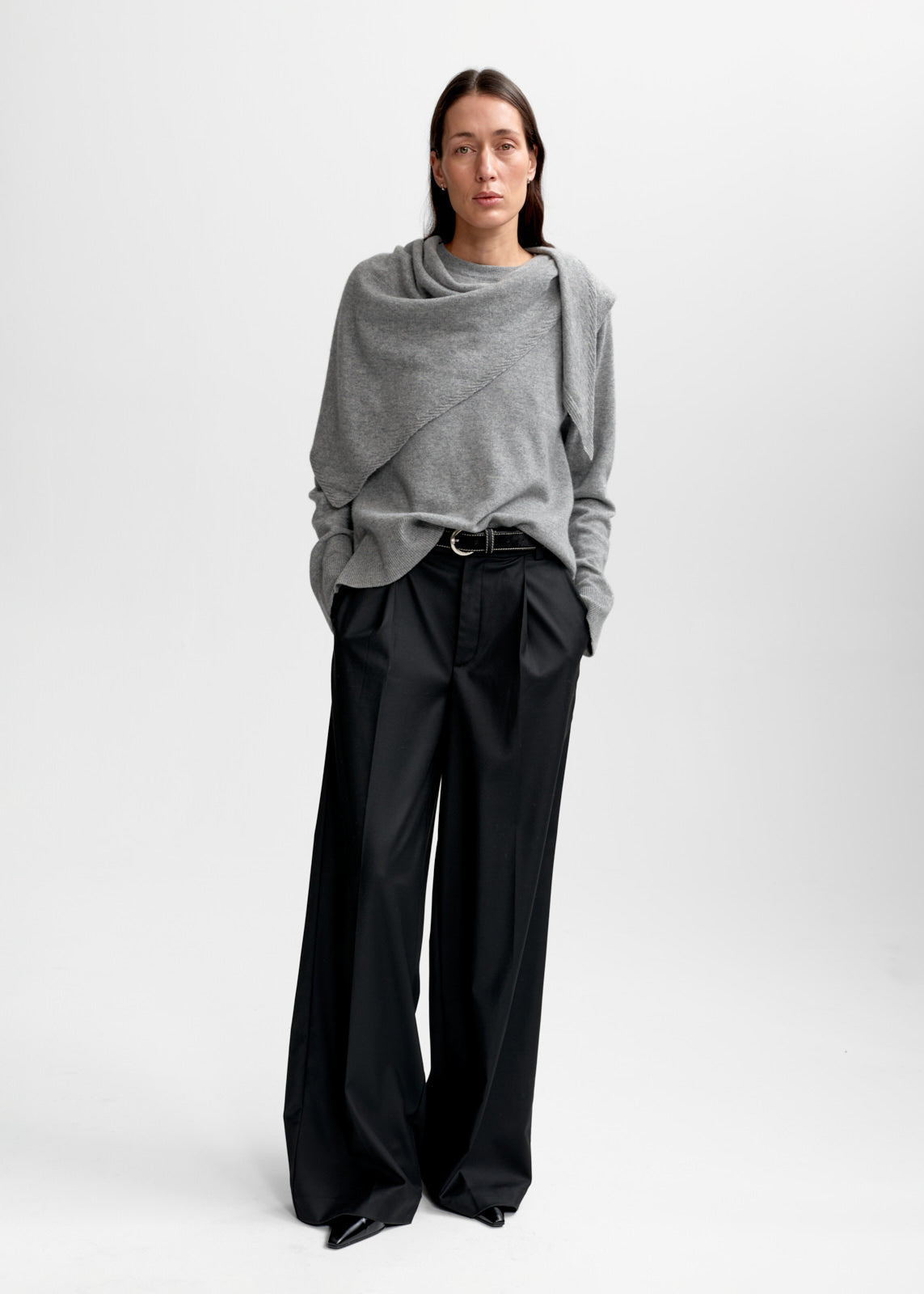 Christian Aks Mira Wool Cash Scarf Scarfs 9053 M. Grey Mel