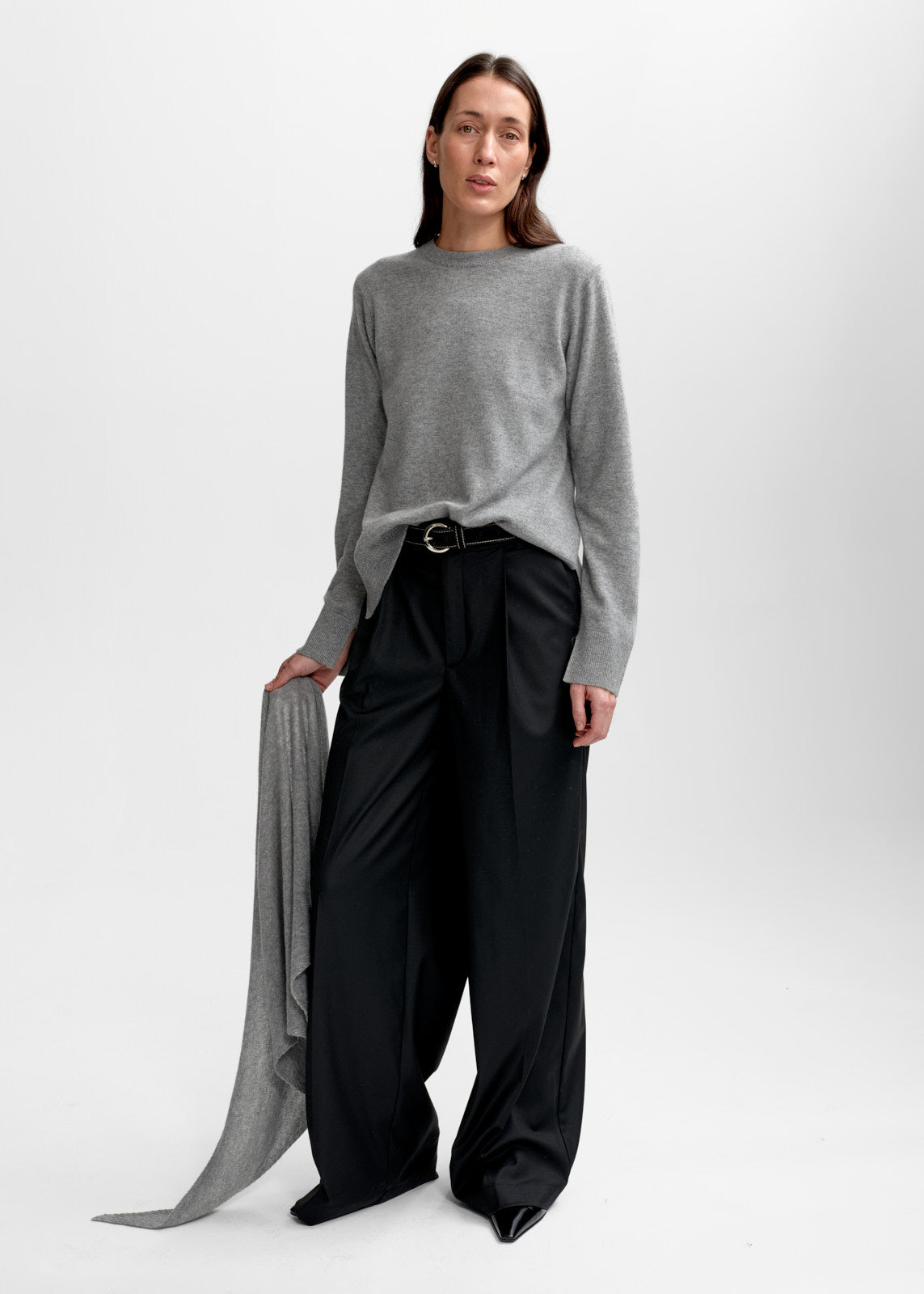 Christian Aks Mira Wool Cash Scarf Scarfs 9053 M. Grey Mel