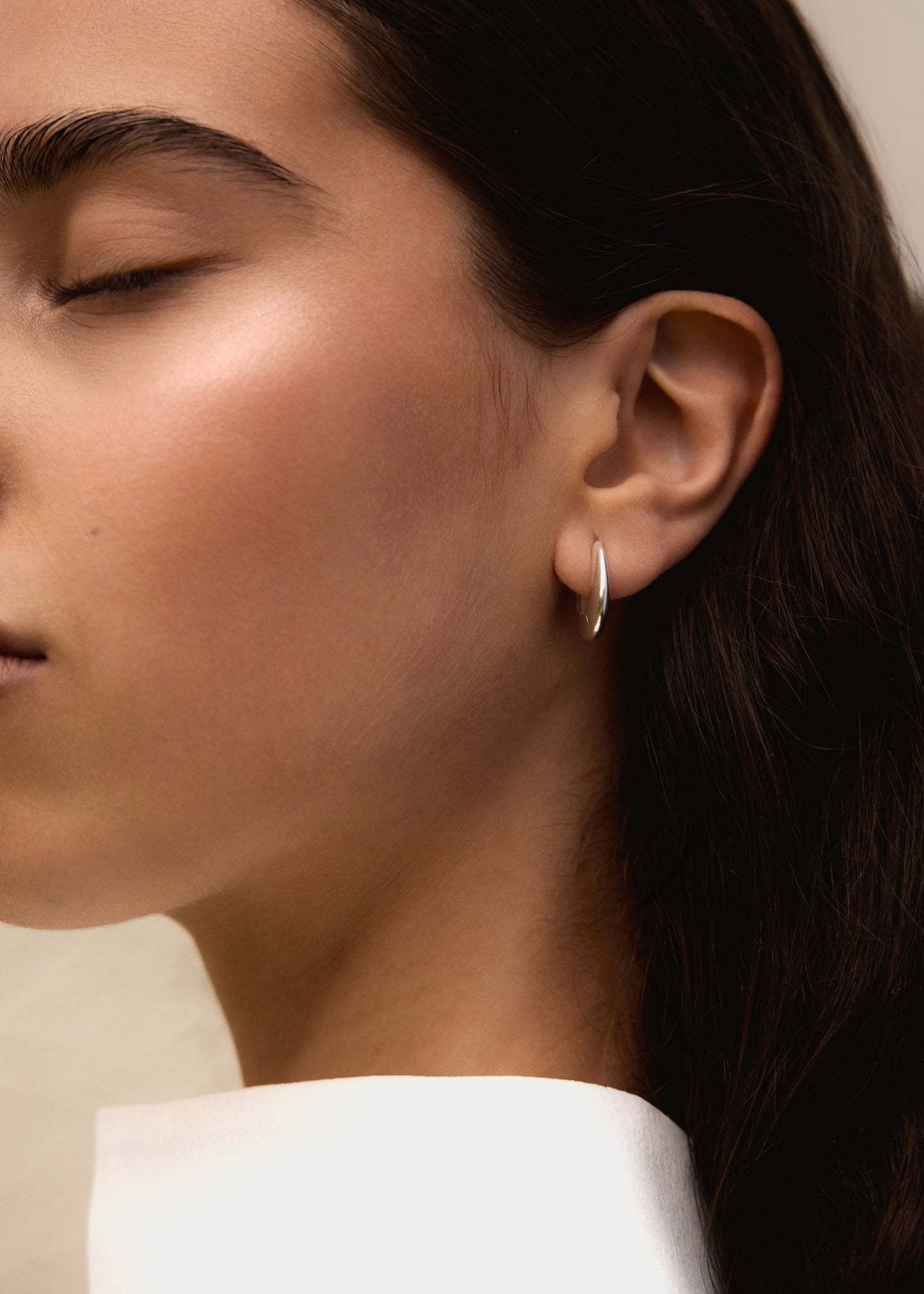 Christian Aks Mono Hoops Earrings 0003 Silver