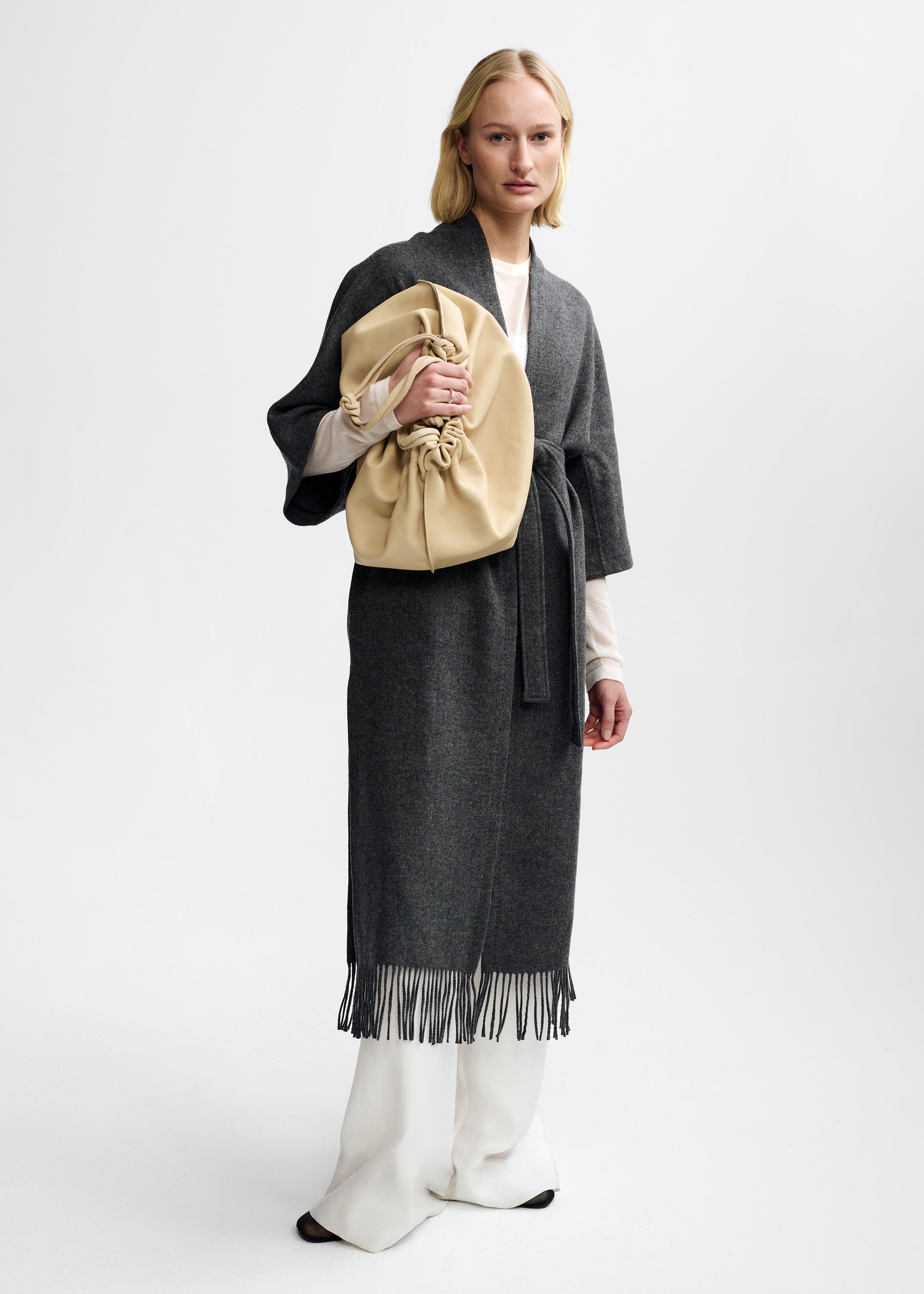 Christian Aks Ruby Lambswool Coat Coats 9061 Dk. Grey Mel