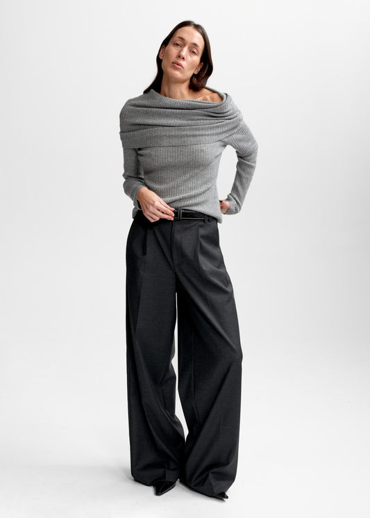 Christian Aks Talina Merino top Knitwear 9053 M. Grey Mel