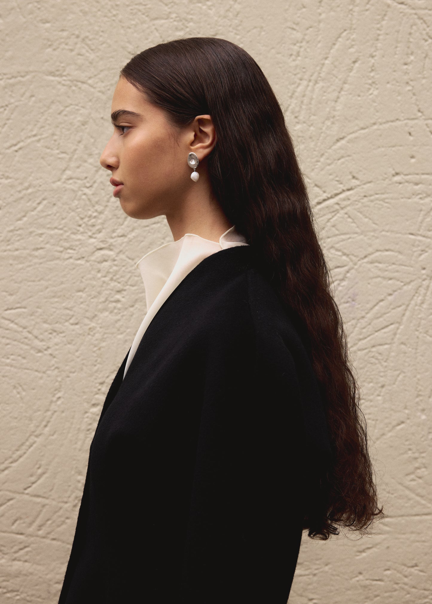 Christian Aks Two Form Earrings, one Pearl Earrings 0003 Silver